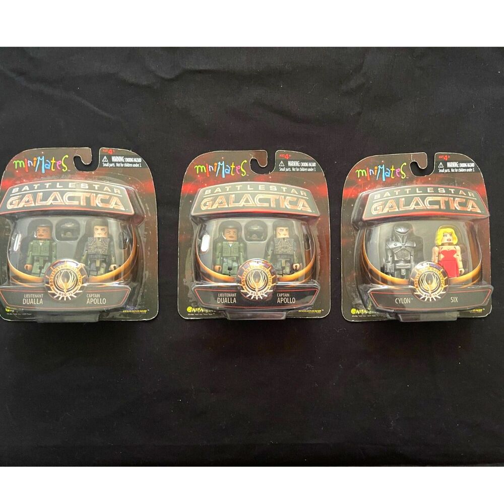3 Battlestar Galactica Dualla & Apollo, CYLON & RED DRESS SIX Wave 1 Minimates